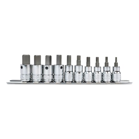 Genius Tools 10PC 3/8in Dr. Metric Hex Bit Socket Set BS-310HM