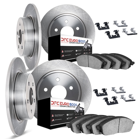 Dynamic Friction Co DFC Rotors with EURO 5000 Ceramic Brake Pads includes Hardware 6614-63018