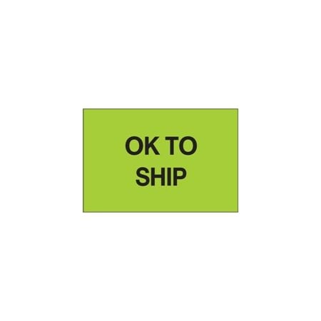 Bubblefast 2 x 3'' - ''OK To Ship'' Fluorescent Green Labels BFDL1147