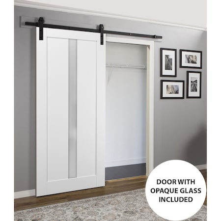 Sartodoors Barn Interior Door, 30" x 84", White QUADRO4112BD-B-WS-3084