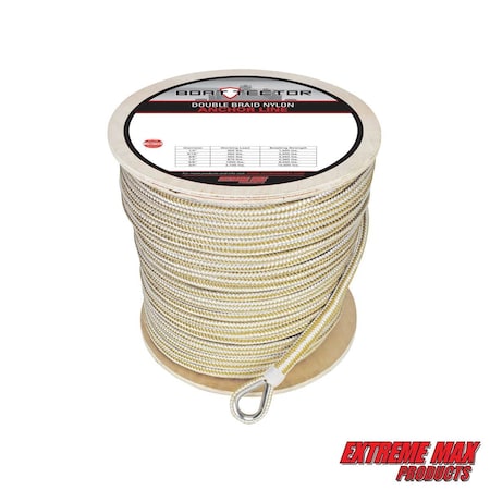 Extreme Max 3006.2376 BoatTector Premium Double Braid Nylon Anchor Line w Thimble-1/2" x 800' &Gold 3006.2376