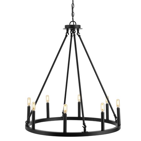 Jonathan Y Oberto 28" 8-Light Iron Classic Industrial Ring LED Chandelier, Oil Rubbed Bronze JYL7496A