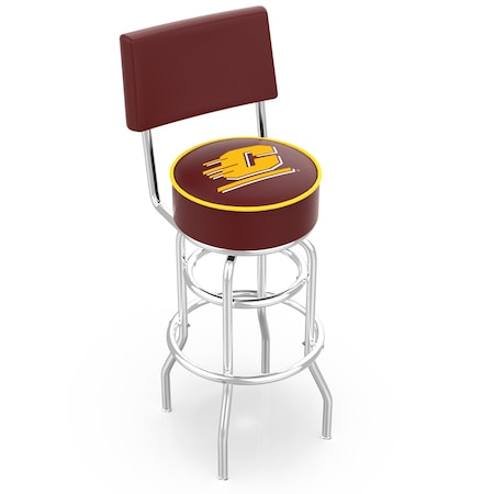 Holland Bar Stool Co 25" Chrome 2-Ring Central Michigan Swivel Bar Stool, Back L7C425CenMic