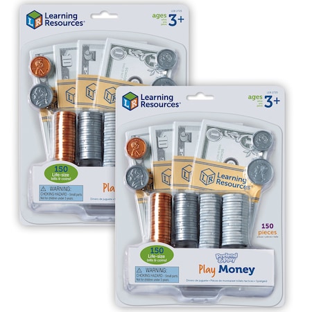 Learning Resources Pretend and Play Money, 150-Piece Set, 2PK LER2725