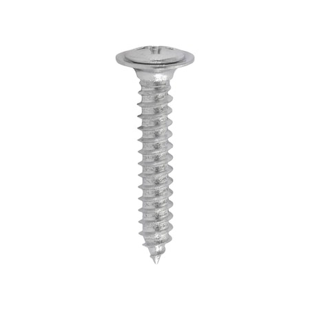 Phillips Oval Head Sems Flush Washer Tapping Screw #8 x 1in - Chrome, 50PK