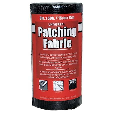 Gardner Patching Fabric, 50 ft L, 6 in W, Fiberglass, Black 4502-GA