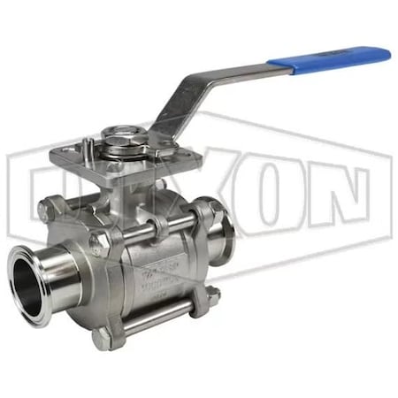 Dixon Sanitary Ball Valve, 2-Way Encapsulated, 1-1/2 in Nominal, Clamp, 1000 psi, Full Port, Stainless Ste BV2CV-150CC-A