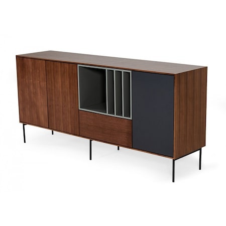 Homeroots Urban Warm 71in Brown Gray and Charcoal Buffet Server 482349