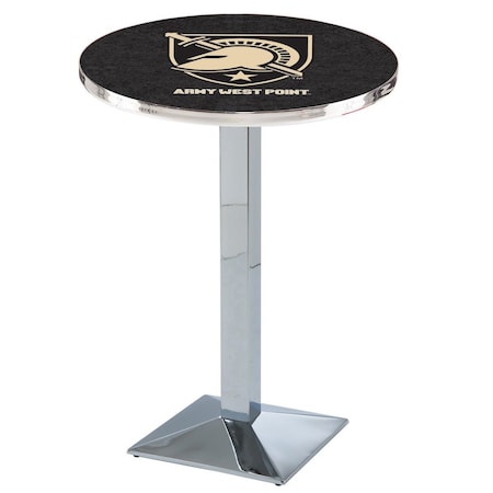 Holland Bar Stool Co 36" Chrome US Military Academy ARMY Pub Table, 36" dia. Top L217C3636USMilA