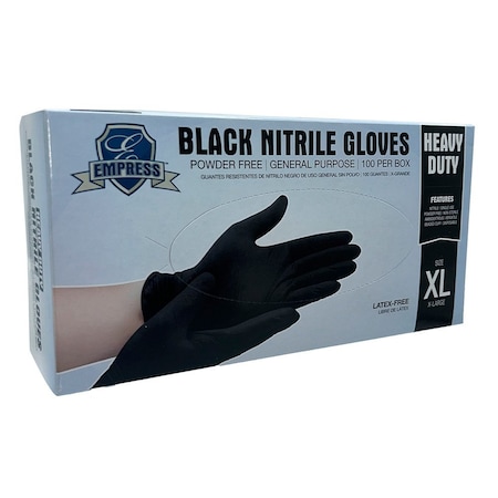 Empress Heavy Nitrile General Purpose Glove X-Large, Black 5 mil Powder Free, 1000PK ENHDGPPFBLKXL5