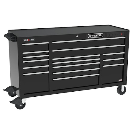 Proto 550 Series Rolling Cabinet, 16 Drawer, Black, 67 in W x 25-1/4 in D x 41 in H J556741B16BKPDP