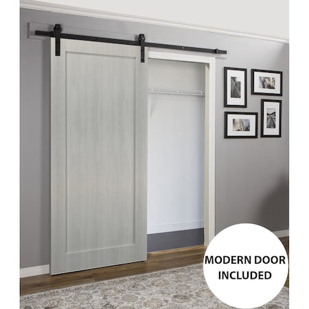 Sartodoors Barn Interior Door, 18" x 80", Gray QUADRO4111BD-B-KS-18