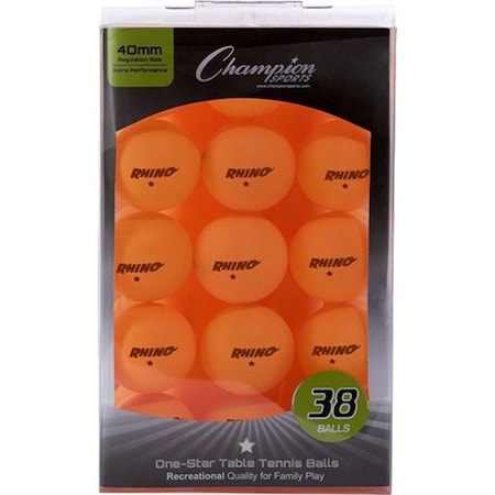 Champion Sports Champion Sports 1STAR38OR 4.75 x 3.75 x 7.9 in. 1 Star Table Tennis; Orange - 38 per Pack 1STR38OR