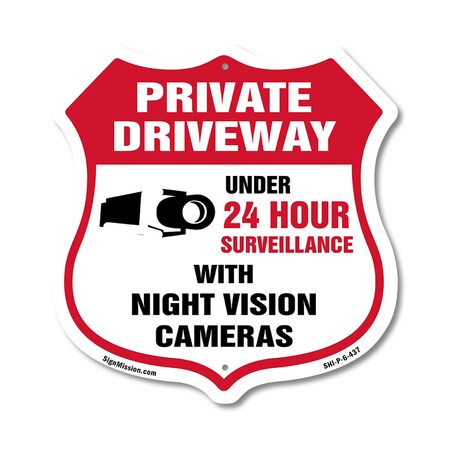 Signmission Private Driveway Shield Sign Under 24 Ho, 6 Inch X 6 Inch, Plastic Sign SHI-P-6-437