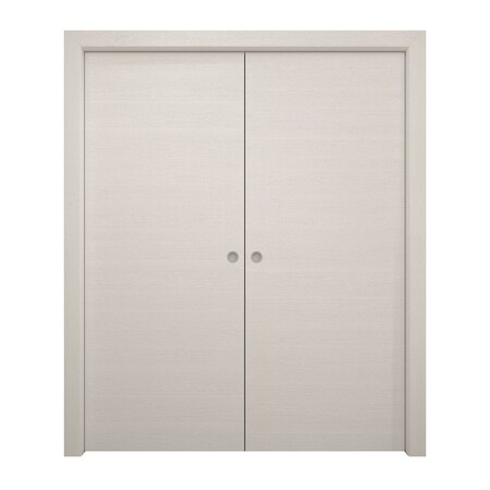 Sartodoors Sliding French Double Pocket Doors 48 x 80 inches, Ego 5000 Painted White Oak, Kit Rail Hardware ,  EGO5000DP-PWO-48