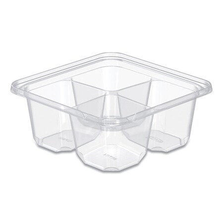 Dart TamperGuard Snack Boxes, 4-Compartment, 6.3 x 6.3 x 2.6, Clear, Plastic, 300PK SBTG4