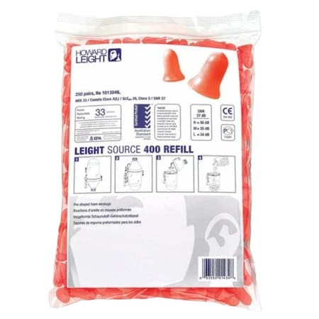 Honeywell Howard Leight Disposable Soft Polyurethane Foam Ear Plug, Dispenser Refill Pack, NRR 33, 2000PK MXM-LS4-REFILL