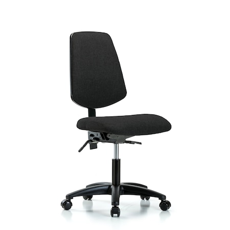 Blue Ridge Ergonomics Desk Chair Fabric Desk Chair, Med, Bk, Casters, Blk, No Arms, 19" to 24" Height, Fabric, Black BR-FDHCH-MB-RG-T0-A0-RC-F42