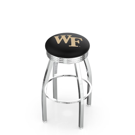 Holland Bar Stool Co 25" Chrome Wake Forest Swivel Bar Stool, Accent Ring L8C3C25WakeFr