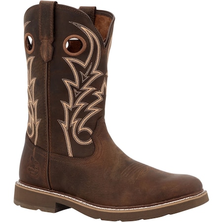 Georgia Boot Core 37 11" Steel Toe Western Pull-On Work Boot, Brown, Size 8.5 GB00727