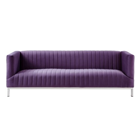 Homeroots 85" Purple Velvet Manufactured Wood Sofa 543975