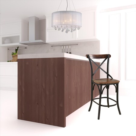 Homeroots 24" Brown And Black Metal Bar Height Bar Chair 522385