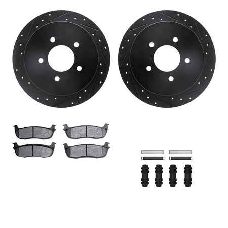 Dynamic Friction Co DFC Brake Rotor Drilled & Slotted - Black- w/Ultimate Duty Brake Pad & HW Kit 8412-54061