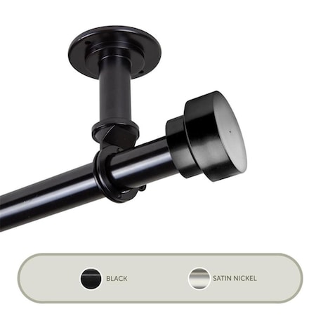 Central Design 1 in. Cover Ceiling Curtain Rod or Room Divider for 66 to 120 in. Windows, Black 100-37-662CL