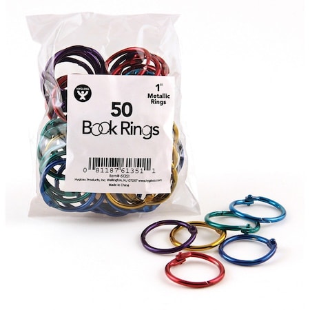 Hygloss Products Metallic Book Rings, 1", 50 Per Pack, PK2 61351