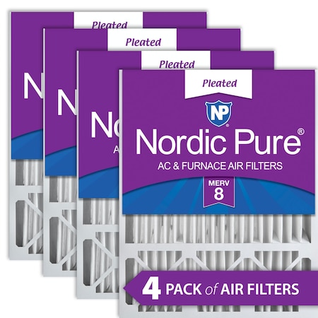 Nordic Pure 20x25x5 Pleated Air Filter, High Capacity, Electrostatically Charged Synthetic Media, MERV 8, 4 PK 20x25x5HM8-4