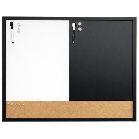 Flipside 24 x 36 3-in-1 Framed Combo Board Kit, Cork, Magnetic Chalk & Dry Erase 17205