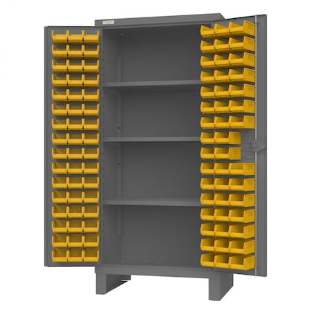 Durham Mfg Cabinet, 94 Yellow Bins, 3 Shelves 3702-94-3S-95