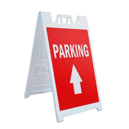 Signmission Parking With Up Arrow, A-Frame & 2 Decals Installed, Heavy-Duty Plastic Frame SBHD-D-2436-Parking With Up Arrow