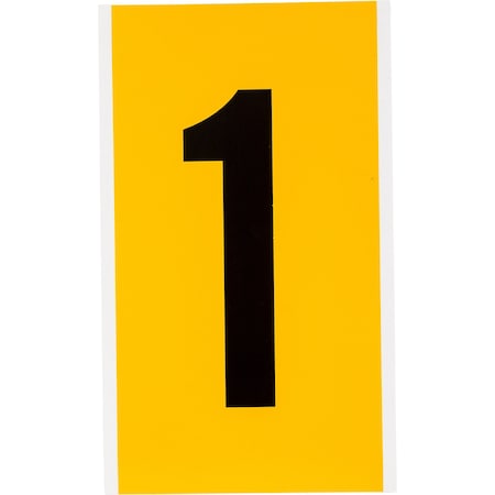 Brady Outdoor Vinyl 6 in Black on Yellow Numbers 1 Card 1570-1