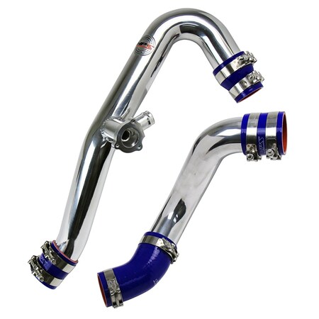 Hps Performance Intercooler Charge Pipe Kit (Cold and Hot Side) with Blue Boots, Polished, 17-102P