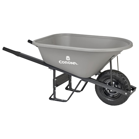 Corona Tools 6 Cu. Ft. Poly Wheelbarrow, Steel Handles, Pneumatic Tire WB12160