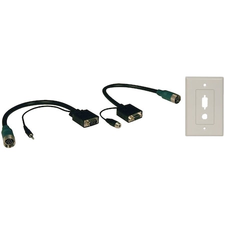 Tripp Lite SVGA/3.5mm Connector Kit, SVGA, Wall Plate, Color: Black EZA-VGAAX-2