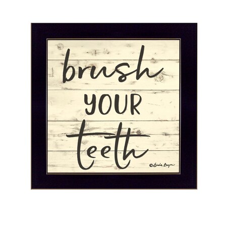 Homeroots Brush your Teeth Black Framed Print Bathroom Wall Art 529642