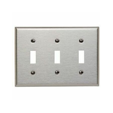 Leviton Switch Wallplate, Standard Size, Gang 3, Brushed Stainless Steel 84011-40