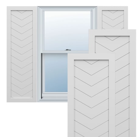 Ekena Millwork True Fit PVC Single Panel Chevron Modern Style Fixed Mount Shutters, White, 18W x 35H, PR TFP001CV18X035WH