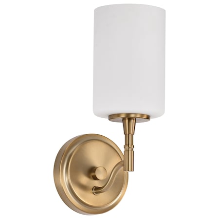 Nuvo Liam, 1 Light Vanity, Burnished Brass, White Opal Glass 60/8201
