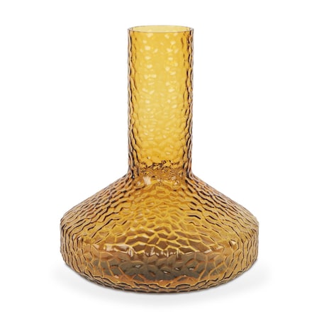 Homeroots 12" Amber Glass Faceted Table Vase 608318