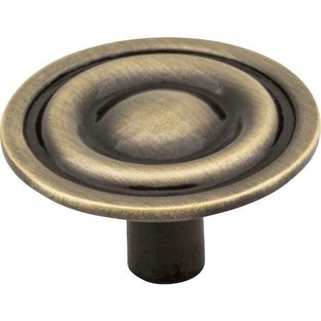 Hardware Resources Elements Kingsport 1-5/16'' Diameter Brushed Antique Brass Ringed Mushroom Knob 875AB