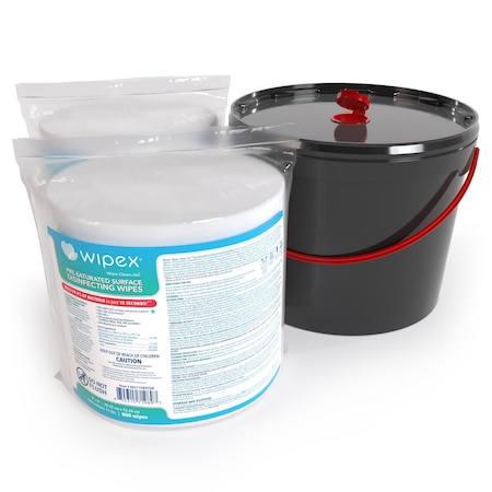 Wipex EPA-Registered Disinfecting Wipes 800ct Bundle, 2 Refill Rolls + XL 11-Liter Bucket, 1600 Wipes WX71989SDR-2-Kit-11LB
