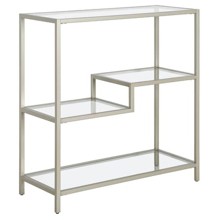 Homeroots 36" Silver Metal and Glass Three Tier Etagere Bookcase 527568