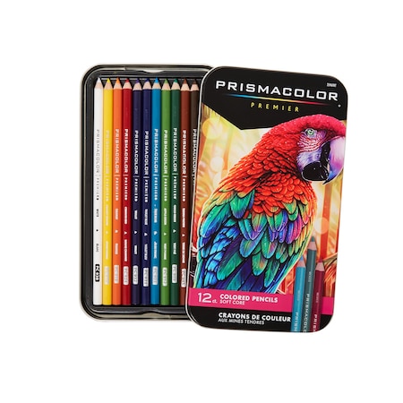 Prismacolor Premier Colored Pencils Tin, Soft Core, Assorted, 12-Piece Set 3596THT