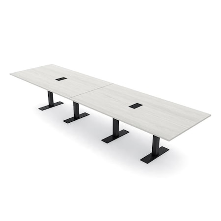Skutchi Designs 14 Person Conference Table With Power Unit | 14' Rectangular Table | Harmony Series HAR-REC-48x168-T.BK-K458-EBLK