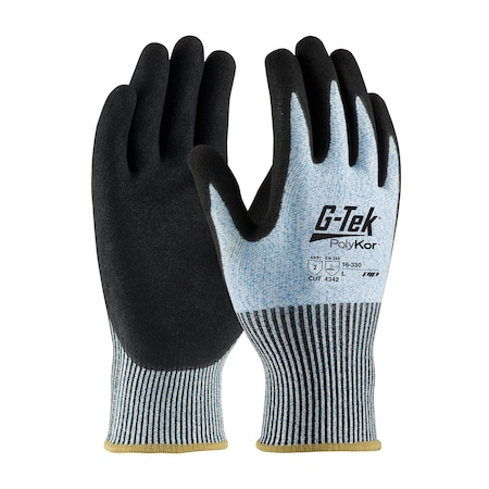 G-Tek Seamless Knit A2 PolyKor Blended Glove w/Double-Dipped Nitrile Coated MicroSurface Grip on Pa, 12PK 5176