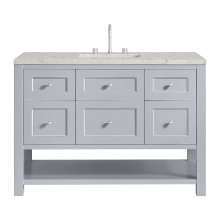 James Martin Vanities Breckenridge 48in Single Vanity, Serenity Blue, w/ 3 CM Victorian Silver Quartz Top 330-V48-SRB-FVSL