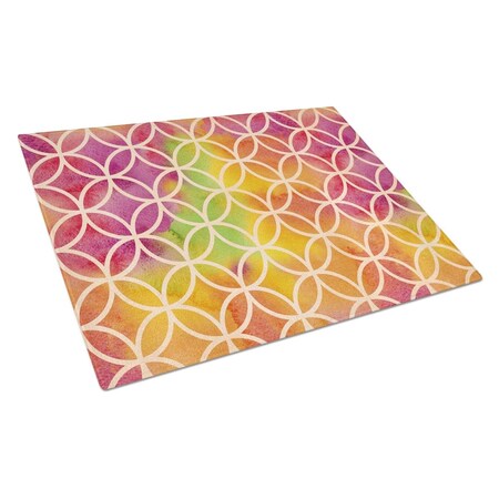 Carolines Treasures Watercolor Rainbow Geometric Circles Glass Cutting Board, Large BB7515LCB